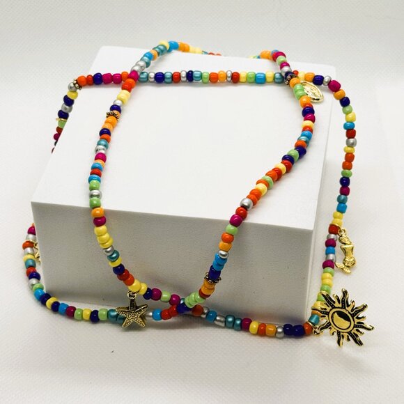 Colorful Beaded stretch Waist belly Charms/ layered bracelet/ layered necklace - Picture 3 of 6